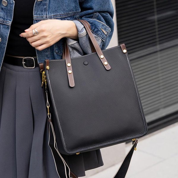 Bolso Grande Bolso Tote De Alta Gama Para Mujer Nuevo Bolso De Cuero Genuino Para Mujer Bolso De Mano Bolso De Hombro De Gran Capacidad-image