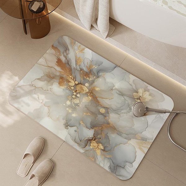 Alfombrilla De Puerta Absorbente De Agua Y Antideslizante Alfombrilla De Suelo Para BañO Alfombrilla Para Pies De BañO HogareñO Alfombrilla Para Pies De Inodoro Alfombrilla De Puerta De Entrada Alfombra 40 * 60CM Gray-image