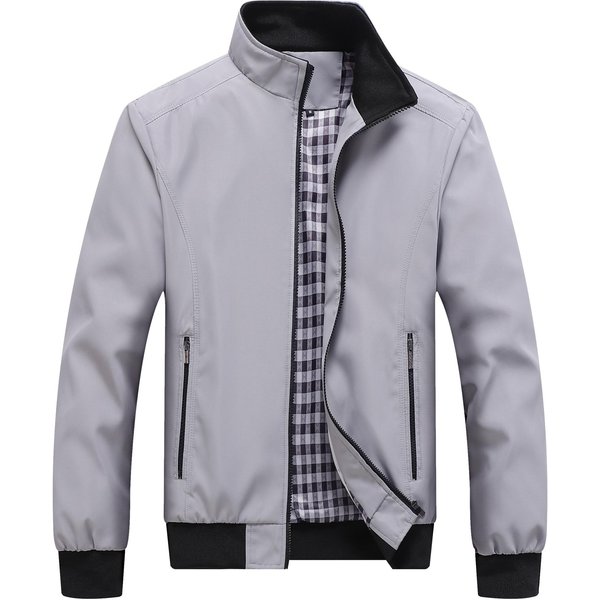 Nueva Chaqueta De Hombre, Primavera OtoñO, Informal, VersióN Coreana, Chaqueta De Piloto Con Cremallera. XL Gray-image