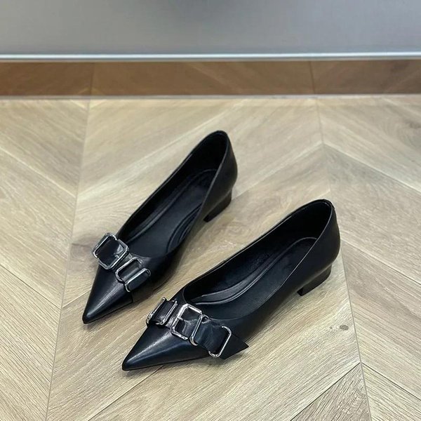Zapatos De Punta Para Mujer Zapatos Sexy Poco Profundos De DiseñAdor Zapatos Gruesos De Moda OtoñO Zapatos Nuevos Para Vestir Caminar Mujer Zapatillas 39 Negro-image