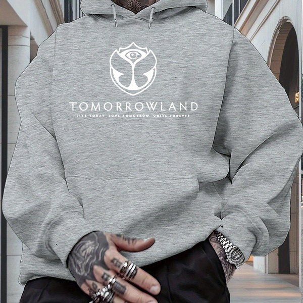 MęSka Bluza Z Kapturem Z Grafiką Tomorrowland - Swobodna Bluza Z Kapturem, DłUgi RęKaw, Regularny KróJ, Na Jesień/Zimę, Odzież Codzienna 2XL-image