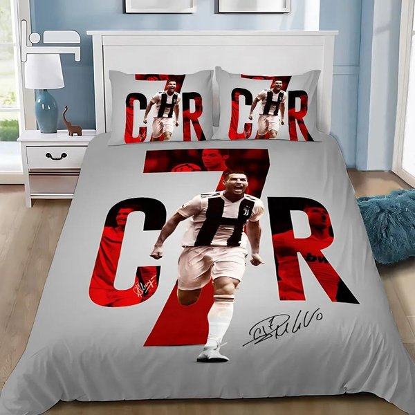 3D Nuevo Funda NóRdica Funda De Almohada Juego De Cama FúTbol CR7 R-Ronaldos Adulto NiñO NiñA DecoracióN Dormitorio Infantil Individual Doble Grande 70X133Cm 2Pcs-image