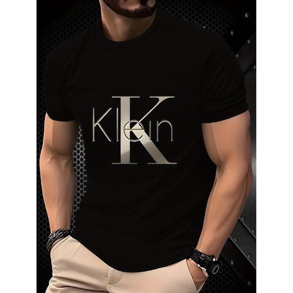 Tallas Europeas 2025 Camiseta Casual Moderna Estampada De Manga Corta Para Hombre CóModa S Negro-image