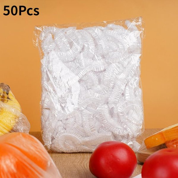 Saran Wrap Jednorazowa OsłOna Na żYwność SpożYwcza Torba Do Przechowywania Warzyw Owocowych Elastyczna Plastikowa Torba Torba Do Przechowywania śWieżOśCi W Kuchni 50Pcs White-image