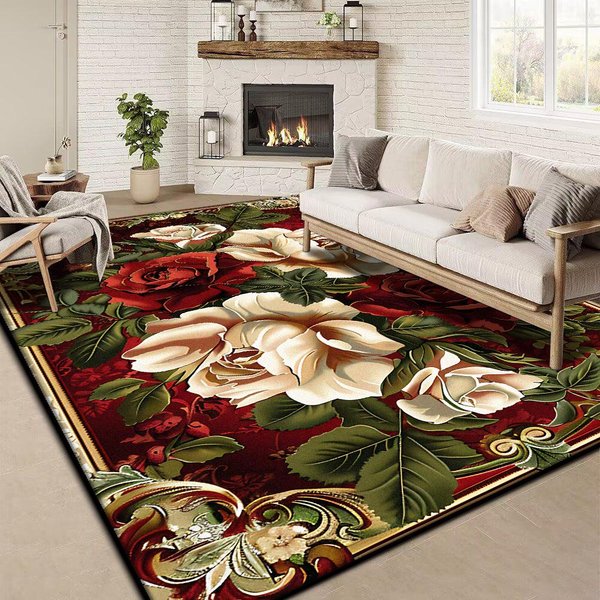 Retro Kwiatowy DużY Dywan 200X300 Cm Europejski Luksusowy Dywan Dekoracyjny Do Salonu AntypośLizgowy Do Sypialni Garderoby Zmywalna MięKka Mata 200*230Cm-image