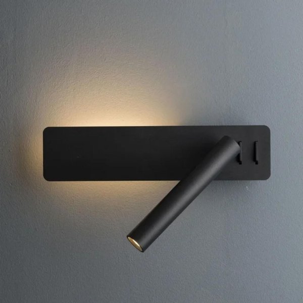Nueva LáMpara De Pared Led, Luz De Lectura Para Dormitorio, Hotel, Cabecera, LáMpara De Lectura Nocturna, LáMpara De Pared Giratoria Con Foco LED De 3 W. Arm White 2700-3500K Negro-image