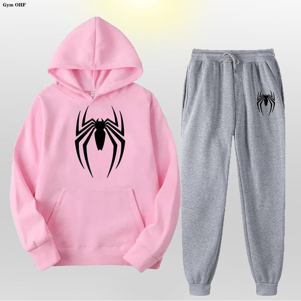 CháNdal Para Mujer Hombre Spider Conjunto De 2 Piezas Sudadera + PantalóN Deportivo Ropa Deportiva Sudadera Con Capucha Casual Ropa De Calle Ropa Para Hombre Sudaderas Traje M Gray-image