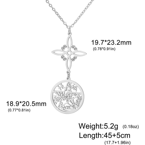 WęZeł WiedźMy Pentagram Tetragrammaton Naszyjnik Stal Nierdzewna PodwóJna Ochrona BiżUteria 45Cm White-image