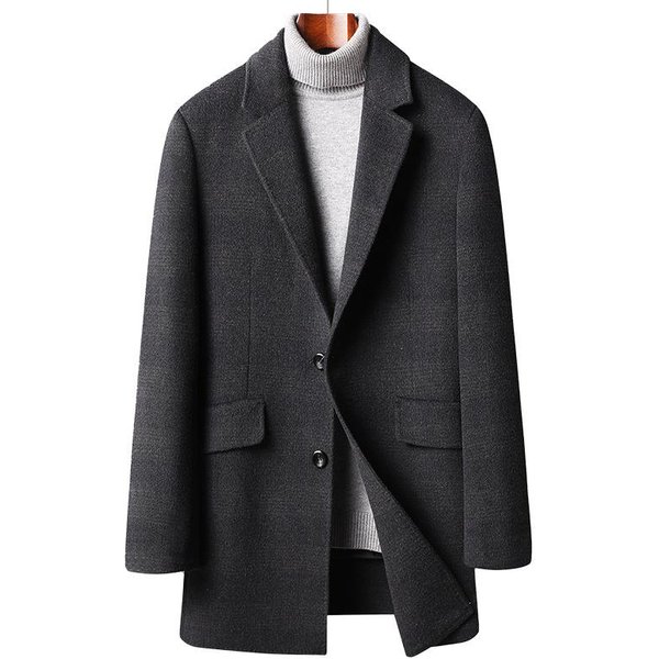Abrigo De Lana De Doble Cara Engrosado Con Forro De PlumóN De OtoñO E Invierno Para Hombre, Abrigo De Lana De Cachemira, Largo Medio, Abrigo De Lana De Doble Cara 3XL-image
