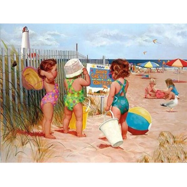 Pintura De Diamantes DIY 5D Personaje Playa Bordado De PedreríA De Diamantes 3D Punto De Cruz 20X30CM-image