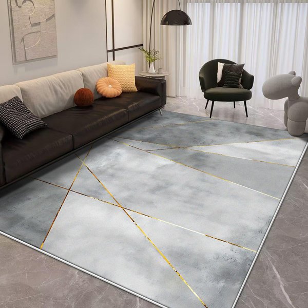 Alfombra GeoméTrica Moderna Sala De Estar Lujo 160X230 Alfombras De ÁRea Grande Para DecoracióN De Dormitorio Alfombra De Piso Suave Antideslizante Para HabitacióN De NiñOs 80*120Cm-image