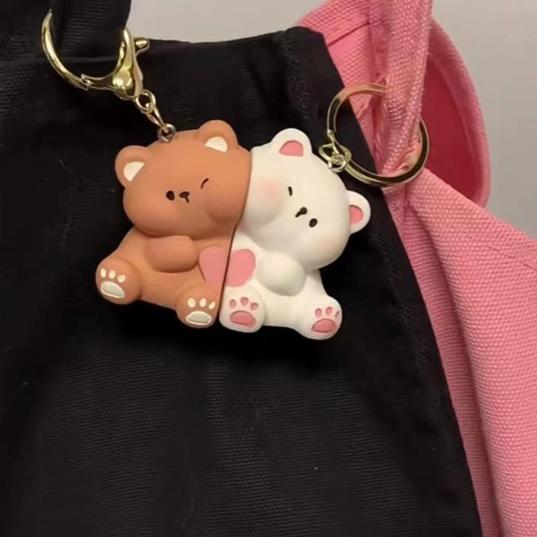 1 Para Uroczy żYwiczny Miś Para Magnetyczny Brelok KreskóWkowy ZwierzęCa Lalka Zawieszka Do Torby Kawaii Breloki Prezenty Dla Zakochanych Ozdoby Brown-image