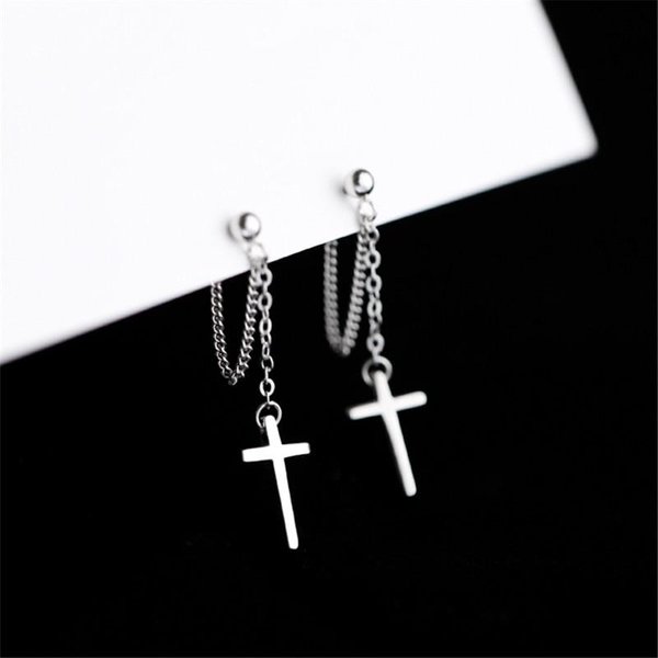 925 Srebrne Kolczyki KrzyżYki Dla Kobiet BiżUteria Imprezowa Boucle D'oreille Hipoalergiczne Eh1034 Gray-image