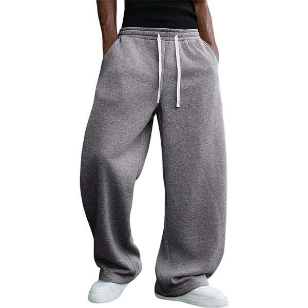 MęSkie LuźNe Spodnie Dresowe Casualowe Elastyczny Pas Sportowe Treningowe Joggery Dres Jesień Zima XL Gray-image