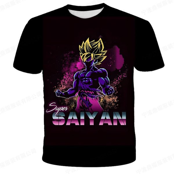 T-Shirt 3D Letni KróTki RęKaw OkrąGłY Dekolt Goku Vegeta MęSki Casualowy T-Shirt M-image