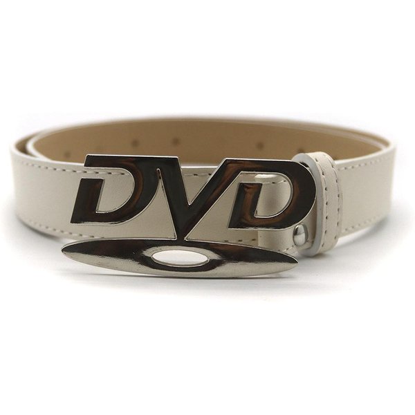 Modny Damski Pasek Pasek Hip-Hopowy Klamra DVD Pasek Niszowy Design Retro Kobiecy ZmysłOwy Pasek Do Spodni Jeansowa Dekoracja 105CM Black-image