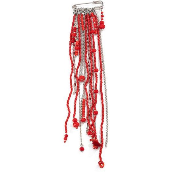 Broszka Z FręDzlami I Koralikami Boho Broszka Z łAńCuszkiem I FręDzlami Retro WisząCa Broszka Dla Kobiet MężCzyzn Akcesorium Do Garnituru Swetra Ubrań Red-image