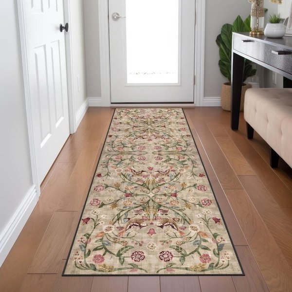 Alfombra Floral Tradicional Turca Boho Chic Lavable Antideslizante Grande Alfombra De ÁRea Desgastada Para DecoracióN De Sala De Estar Dormitorio 60*90Cm-image