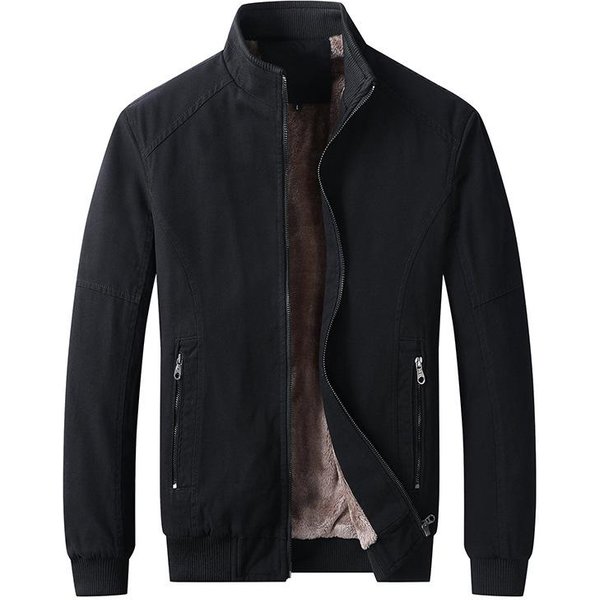 Abrigo Para Hombre Chaqueta Gruesa De Forro Polar VersióN Coreana Moderna Mediana Edad Y Joven OtoñO E Invierno Chaqueta TéRmica Para Hombre Ropa VersáTil Xxxxl Black-image