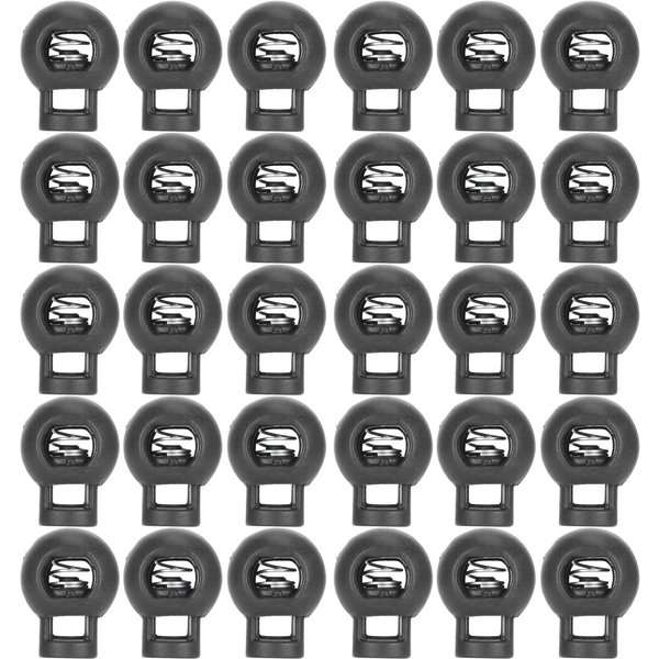 300 Cierres De CordóN Con Un Solo Orificio Y Forma De Bola, Clip De Resorte Para Cuerda De PláStico, Accesorios Para Equipaje, Color Negro Negro-image