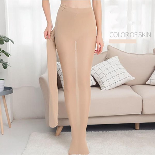 Nuevas Medias Para Mujer De 130Kg Tallas Grandes 120D OtoñO Invierno Calientes Forradas Pantimedias Cintura Alta EláSticas Ajustadas Skinny Medias De Terciopelo M(45-60KG) White-image