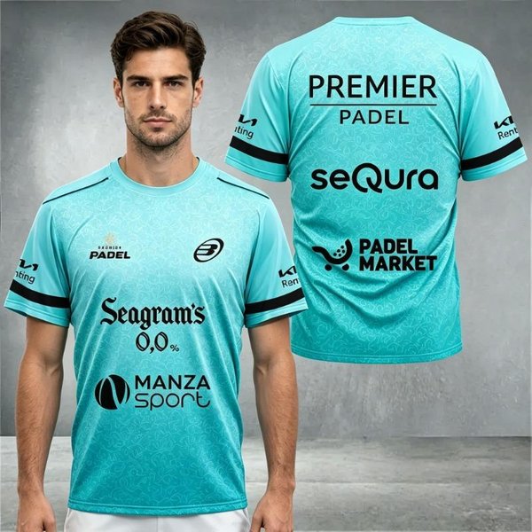 Camiseta Deportiva Profesional De PáDel Para Hombre De Manga Corta Transpirable De Secado RáPido Top De Entrenamiento Y Partido Uniforme De Equipo Estampado 4XL Blue-image