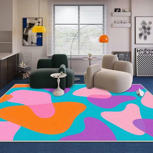 Alfombra Abstracta NóRdica De Franela Para Sala DE Estar DecoracióN Del Hogar Alfombras De Dormitorio Lavables Antideslizantes Suelo De Sala De Estar Mesita De Noche Alfombrillas Antideslizantes 80*160Cm-image