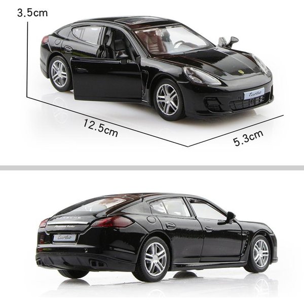 Porsche Panamera Turbo Coupé SimulacióN Diecast & VehíCulos De Juguete Coche De Retroceso RMZ City 1:36 Regalos Modelo De AleacióN Para NiñOs Black-image
