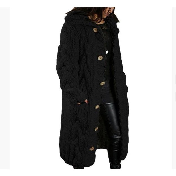 2025 Damski Kardigan Sweter PłAszcz Plus Size - Dzianina W Stylu Europejskim I AmerykańSkim 5XL Black-image