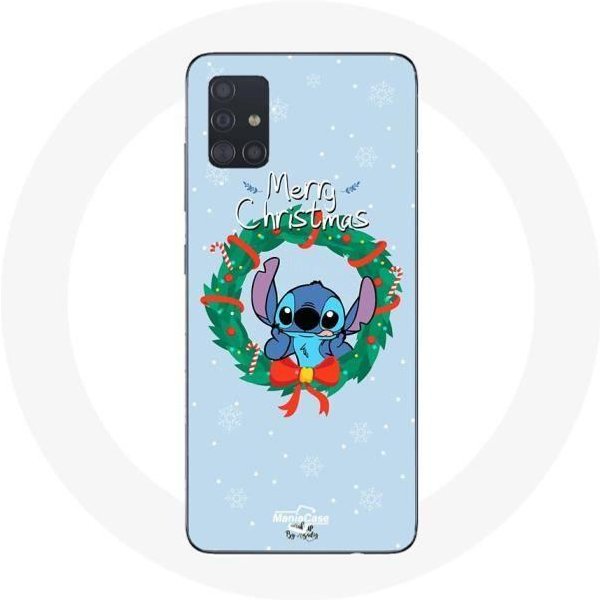 Funda Para Samsung Galaxy A71 Stitch Nieve Feliz Navidad Azul-image
