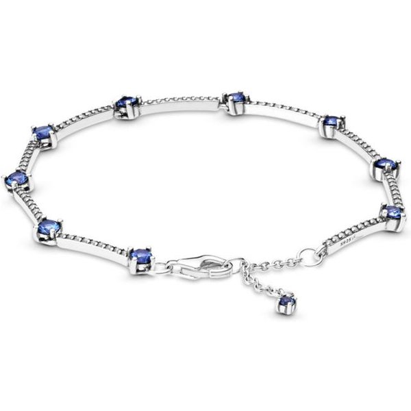 Pulsera De Cadena De Eslabones De Barra Pave Flor Margarita Brillante Y Estrellas De Piedras Plata De Ley 925 Ajuste Pulsera Charms Para Cuentas JoyeríA Diy White-image