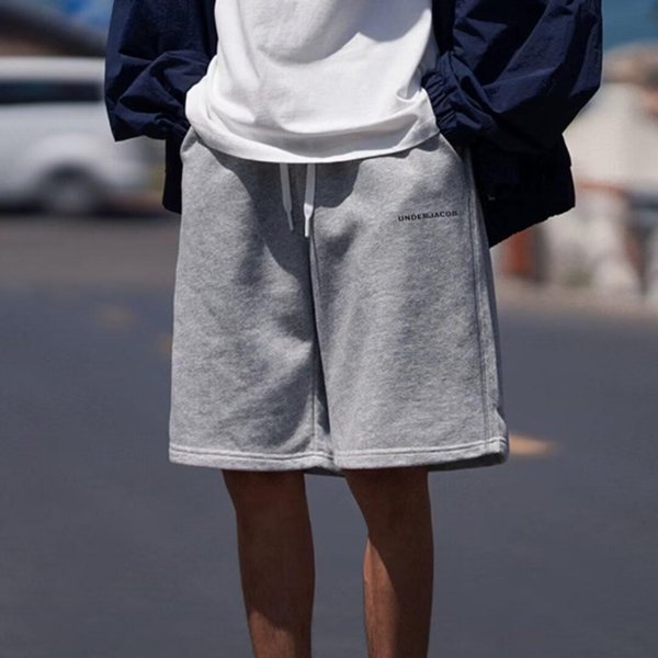 Shorts Casuales Retro Americanos Para Hombre Verano Nuevo DiseñO Rectos Sueltos Simples Pantalones De Cinco Puntos 5XL Gris-image
