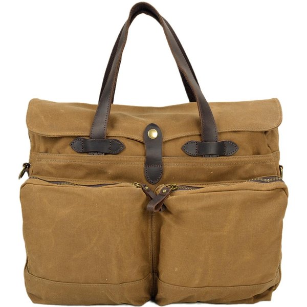 MaletíN De Lona Encerada Impermeable De Cuero De Vaca De Primera Capa Engrosado De 15,6 Pulgadas Bolso Retro Para Hombre Bolso De Hombro Cruzado Mensajero-image