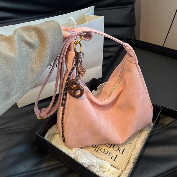 Bolso Cruzado Casual Retro De Ante Para Mujer Nuevo OtoñO E Invierno Gran Capacidad Bolso De Hombro De Moda Bolso Tote Brown-image