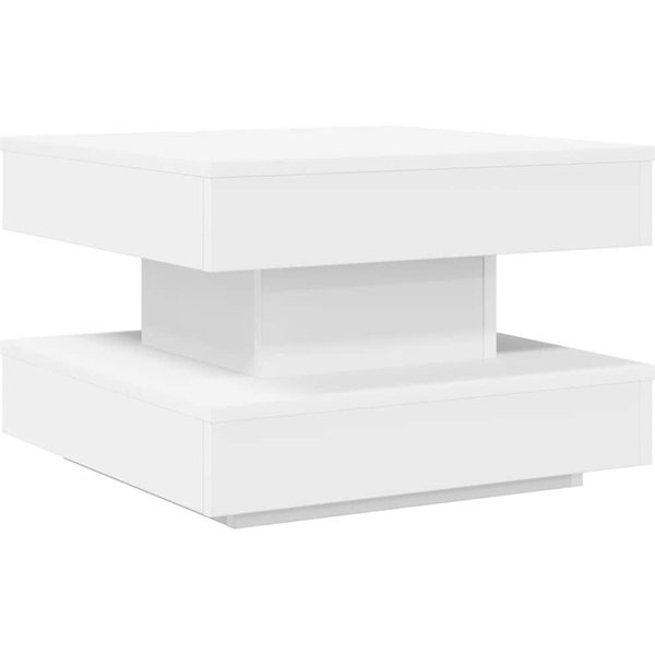 Mesa De Centro Giratoria 360 Grados Giratoria Blanca 50 X 50 X 34,5 Cm-image
