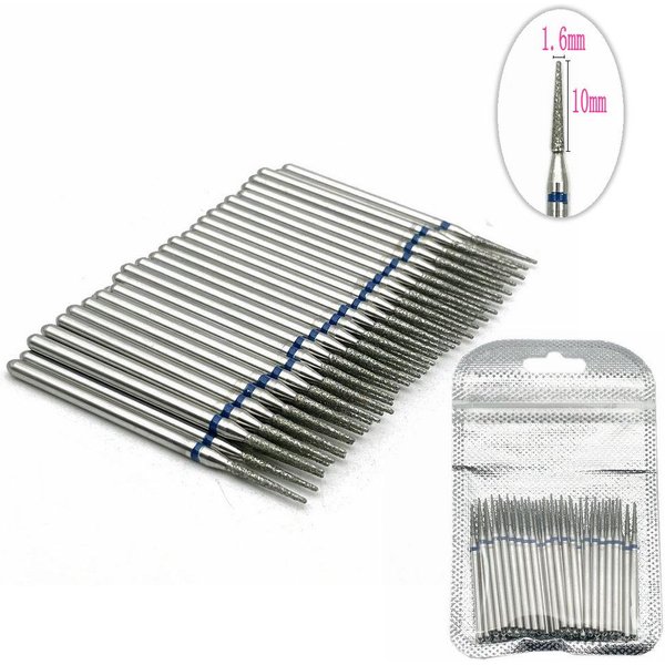 50 Sztuk/Zestaw Frez Diamentowy WiertłA Do Szlifowania Bur WiertłA Do Paznokci Szlifowanie Polerowanie WiertłA Do Paznokci WiertłA Do Paznokci Manicure WiertłA 2.35Mm Chwyt JC036-5M-image