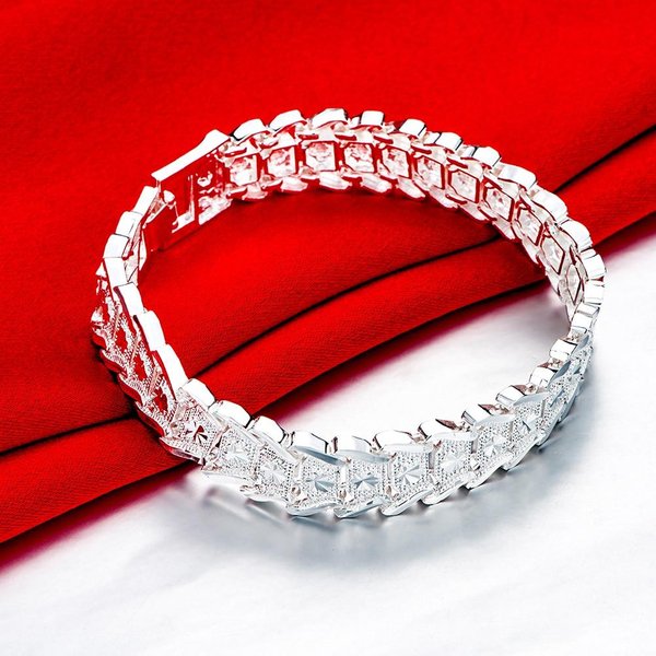 Pulseras De Plata De Ley 925 Para Hombre Cadena Moda Fiesta De Boda 20Cm 8Inches-image