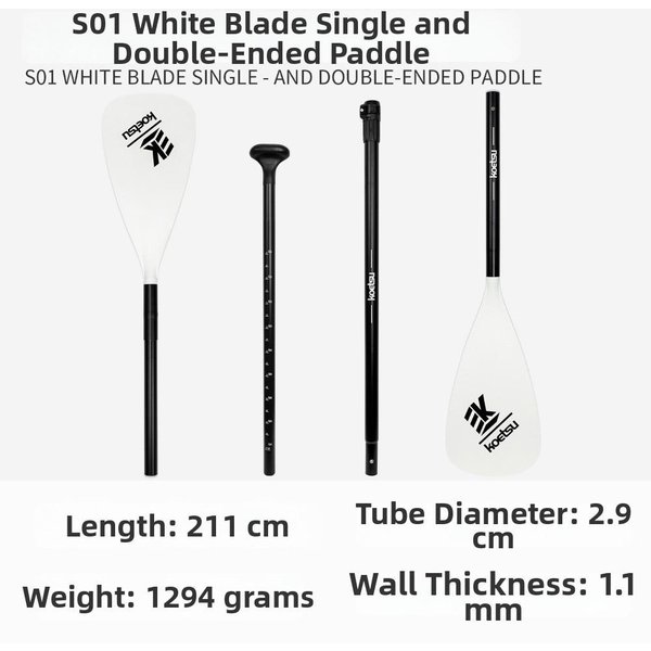 Remo Convertible Desmontable De Cabeza ÚNica/Doble Ajustable Para Tabla SUP Y Kayak Blanco-image
