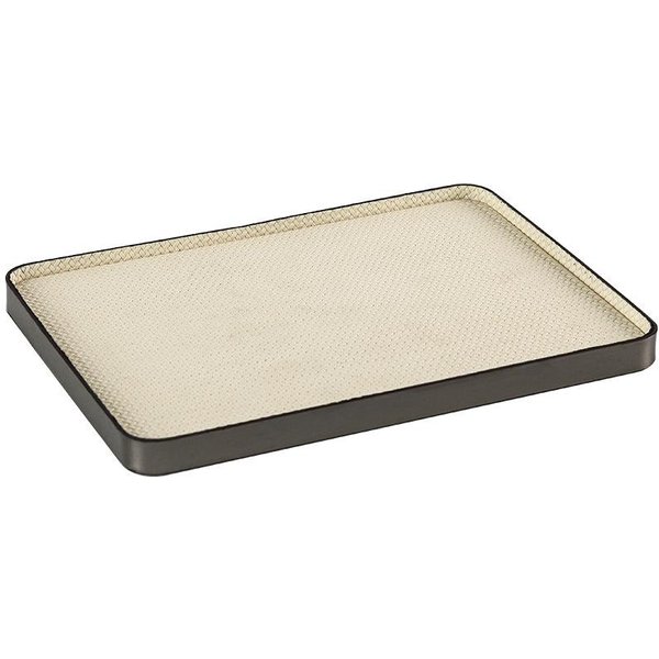 Bandeja Decorativa De Cuero Trenzado Lujo Ligero Sala De Estar Dormitorio Hotel HabitacióN Modelo Minimalista Bandeja De Almacenamiento Rectangular DecoracióN White Woven Leather + Gold Frame M08663-image