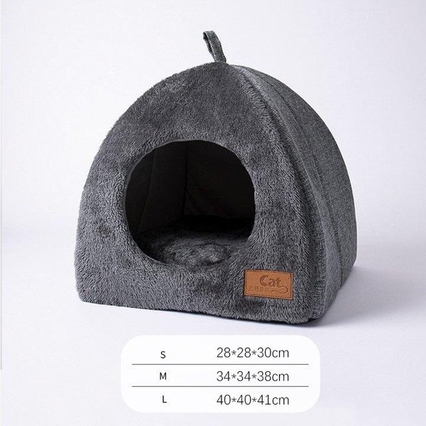 Cama Caliente De Invierno Para Gatos CóModa Plegable Casa De Gato Felpa Mascota Suave Cama Sofá Para Perros PequeñOs Medianos Gatos Cachorro CojíN Para Dormir Nido 28X28X30Cm-image