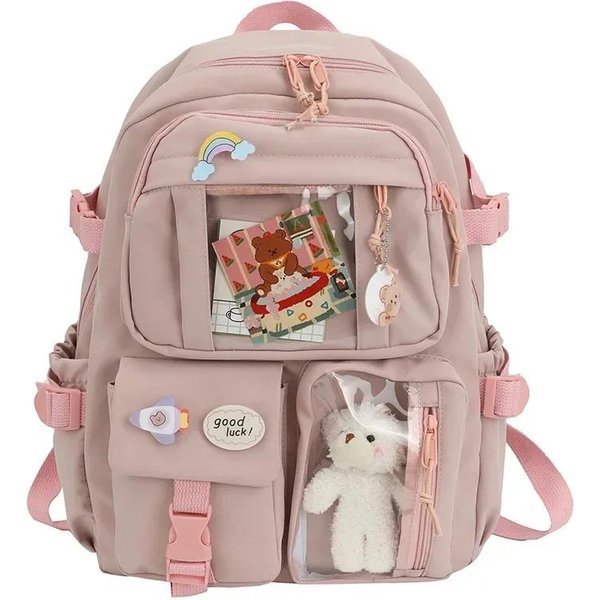 Kawaii Estetyczny Plecak Szkolny Dla Nastolatek JapońSki KoreańSki Styl Plecak Studencki Mochila RóżOwy-image