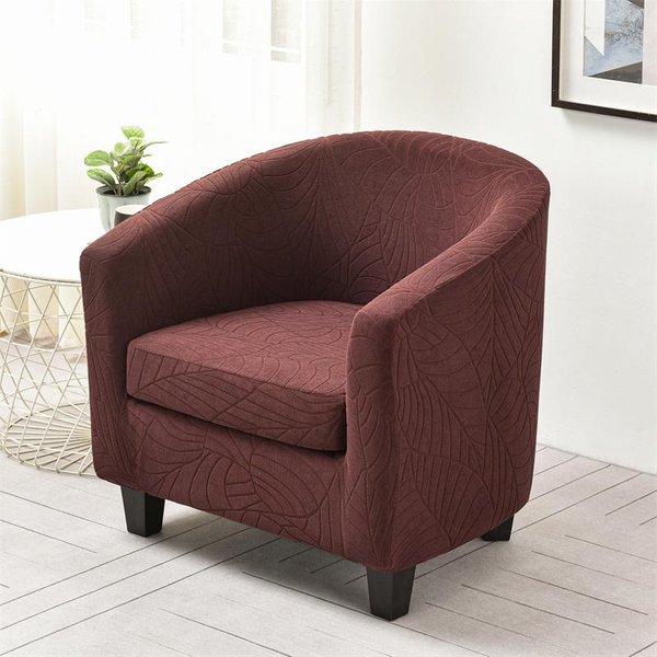Funda EláStica Para SillóN Club Con Fundas Para CojíN De Asiento Jacquard De Hojas Fundas EláSticas Para SillóN De Tina Fundas EláSticas Para Sofá Individual Bar Estudio 1 Set-image