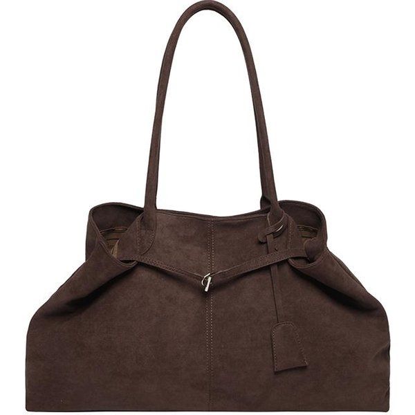 Damska Torba Tote Z Zamszu Jednokolorowa Torba Na Ramię DużA Pojemność Torebka Modny Listonoszka Do Pracy PodróżY 51Cm 11Cm 30Cm Kawowy-image