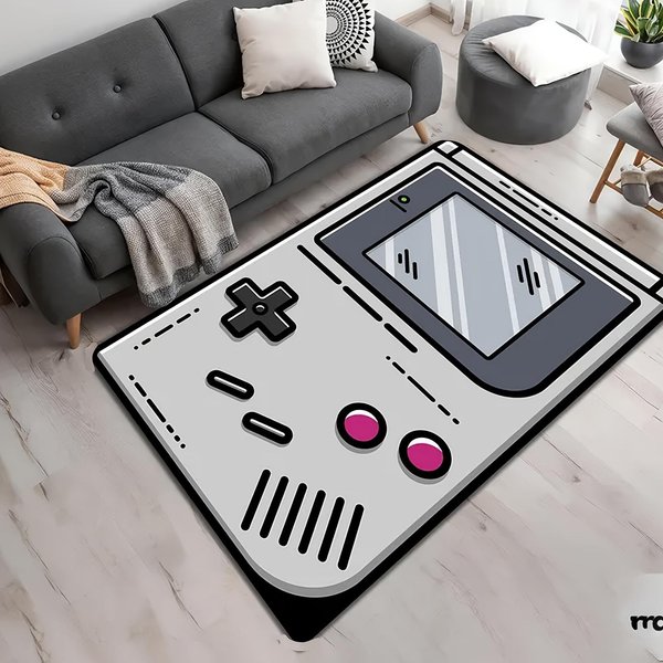 Retro Game Boy Dywanik Mata Dywanik Dekoracja Domu Vintage Konsola Do Gier Dywanik Obszarowy PokóJ DziecięCy Salon Mata PodłOgowa Mata WejśCiowa Dywaniki 50X80Cm Gray-image