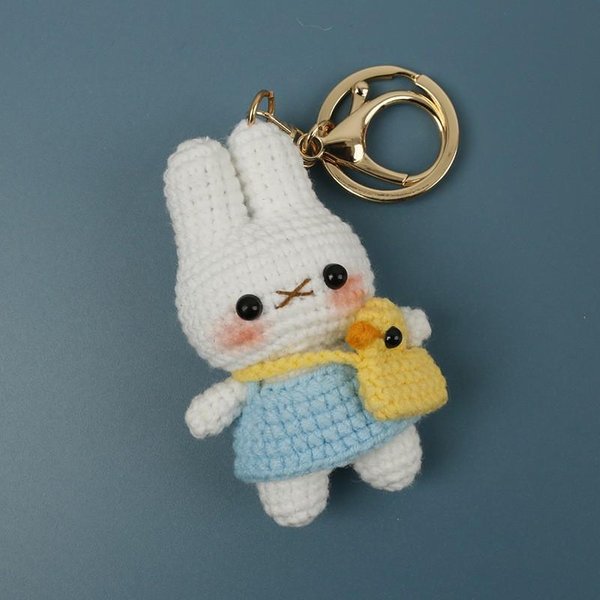 Llavero De Conejo De Orejas CaíDas Lindo Hecho A Mano MuñEco Animal Tejido Llavero MuñEco Conejo Dibujos Animados Llaveros De Ganchillo Accesorios Personalizados White-image
