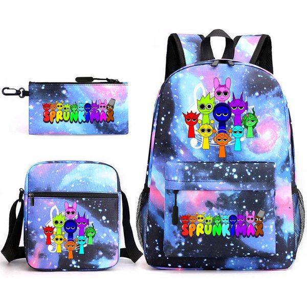 Mochila De Dibujos Animados Anime Sprunki Gran Capacidad Mochila Escolar Para Estudiante De Primaria Bolso Estuche Para LáPices Backpack-image