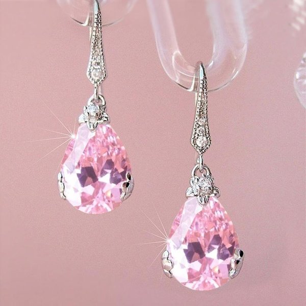 Huitan DiseñO Simple Y Elegante Pendientes Colgantes De Cristal ZircóN Gota De Agua Para Mujer Pendientes Deslumbrantes De Circonita CúBica Elegantes Para Mujer JoyeríA De Moda-image