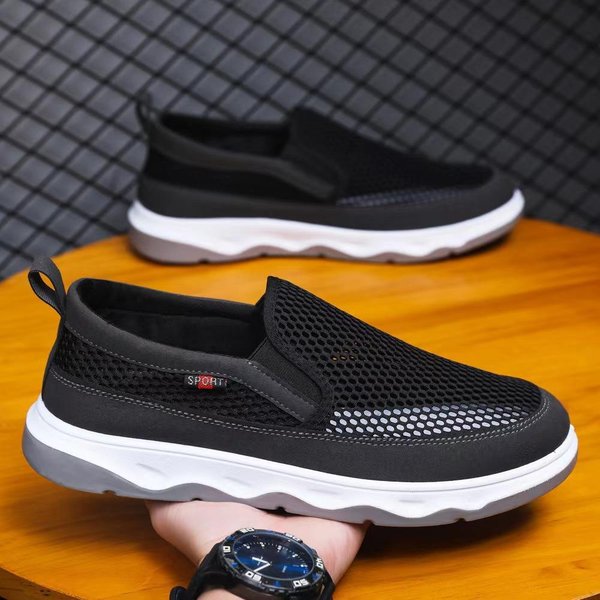Nuevos Zapatos De Malla Transpirable Ligeros CóModos Casuales De Suela Plana Modernos Y VersáTiles 44 Black-image