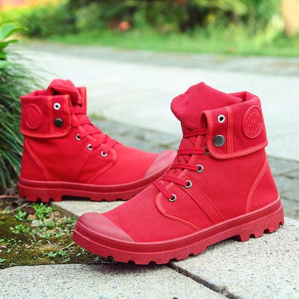 Wiosna Nowe MęSkie Buty Wysokie Trampki MęSkie Sportowe Outdoorowe Modne Buty 46 Czerwony-image
