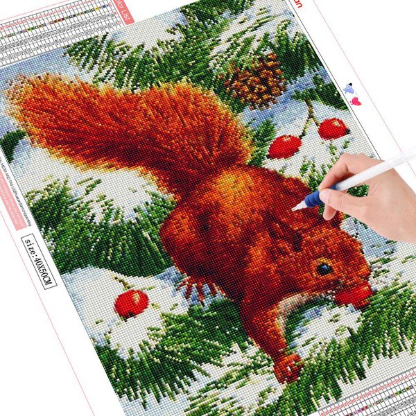 Pintura De Diamantes 5D Kit De Bordado De Ardilla Taladro Completo Bordado De Diamantes Mosaico Animal ArtesaníA Arte De Pared Full Square 20X30CM-image